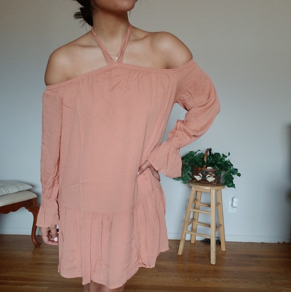JUST PEACHY BLUSH HALTER TUNIC DRESS - Picture 5 of 7